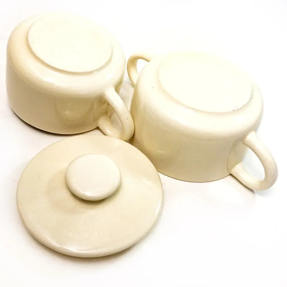 MCM Golden Wheat Creamer & Sugar w/ Lid